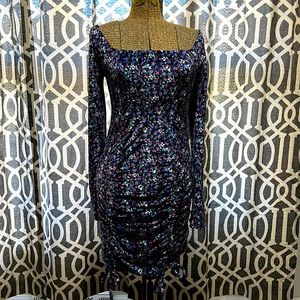 Velour stretch dress with cinch feature